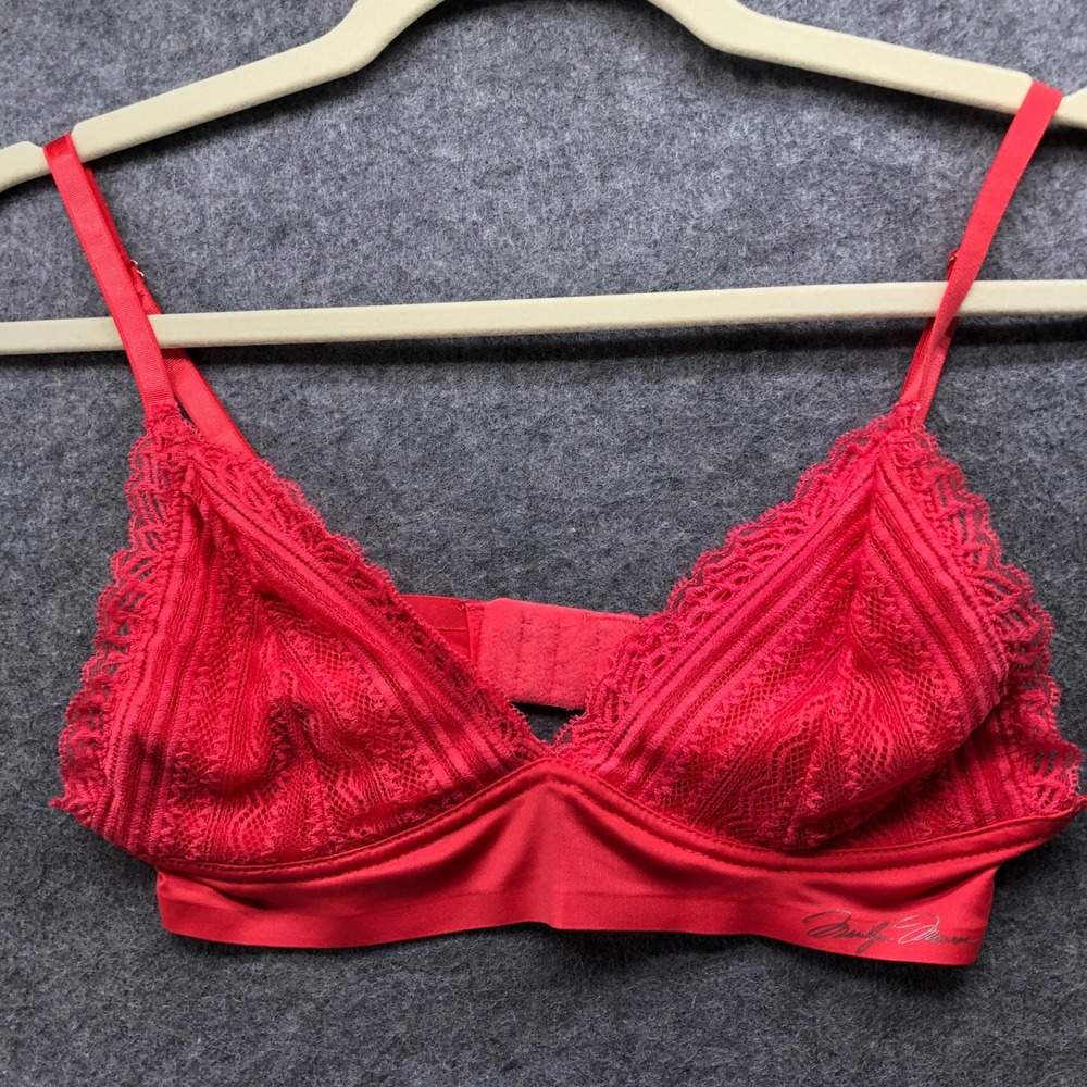 Marilyn Monroe Lace Bralette Bra Womens S Red Coral Pink Triangle Wireless